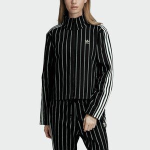 NEW ADIDAS STRIPED TRACK TOP JACKET COAT SHIRT BLACK VAPOUR GREEN DU9885 XL